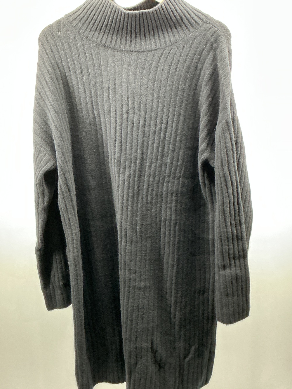 Mongolian Cashmere Ribbed Turtleneck Mini Dress